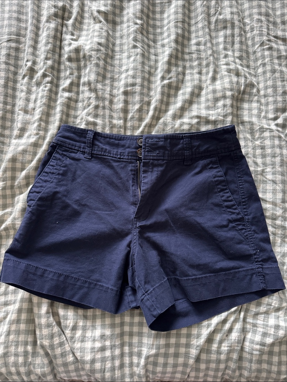 A new day Navy Blue Women's Mid-Rise Cotton Shorts
